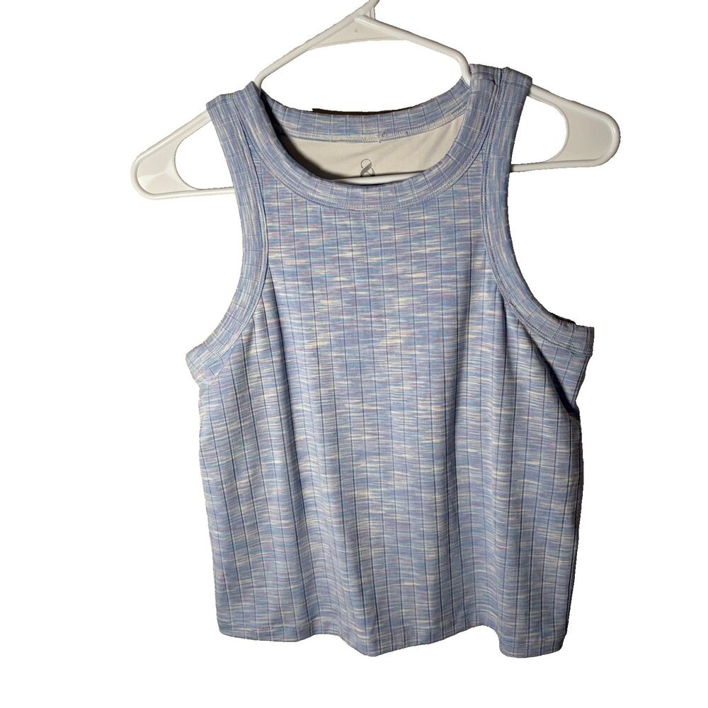 Lou & Grey Tank Top Women's Large Round Neck Athletic Shelf Bra Heather Ribbed